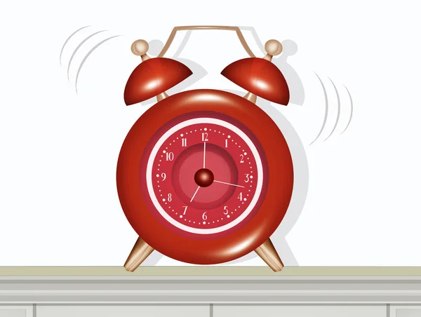 ベッドサイドテーブルの目覚まし時計のイラスト — ストック写真