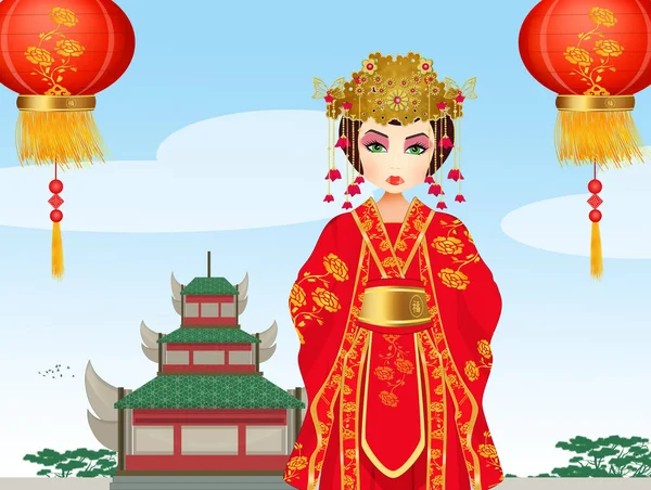 Ilustração Vestido Cerimônia Tradicional Chinês — Fotografia de Stock
