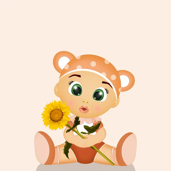 Illustration Baby Sunflowers — Stock Photo, Image