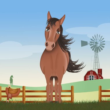 Çitteki komik atın resmi.