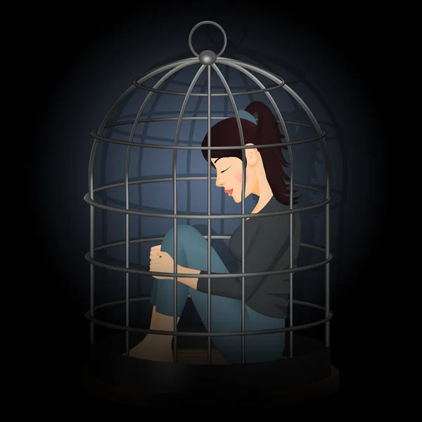 檻の中の女のイラスト — ストック写真