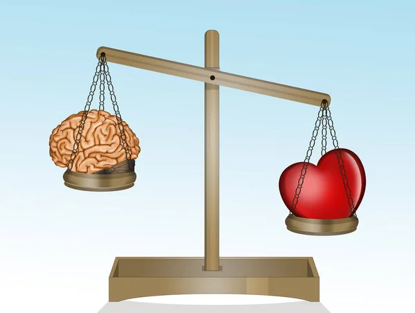 Illustration Brain Heart Scales — Stock Photo, Image