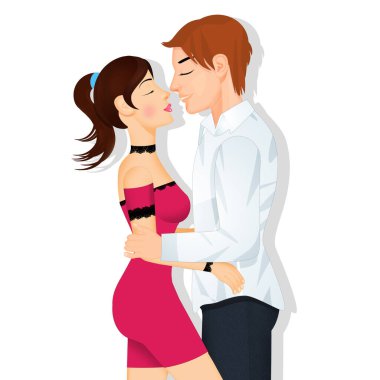 Kız ve erkeğin öpüştüğünün bir resmi.