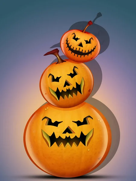 Ilustración Calabazas Divertidas —  Fotos de Stock