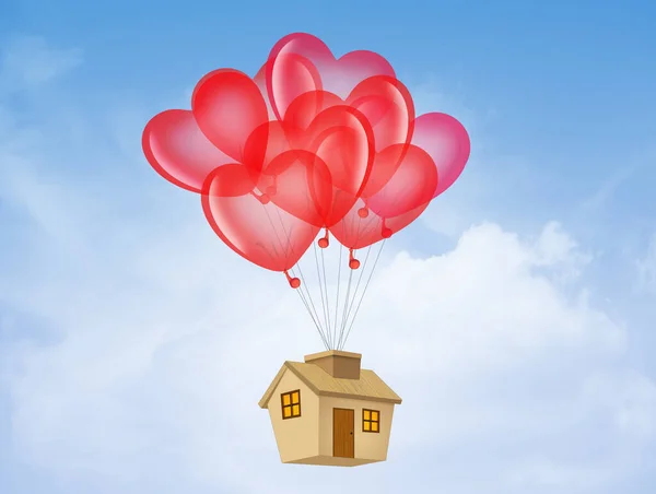 Illustrazione Casa Con Palloncini — Foto Stock