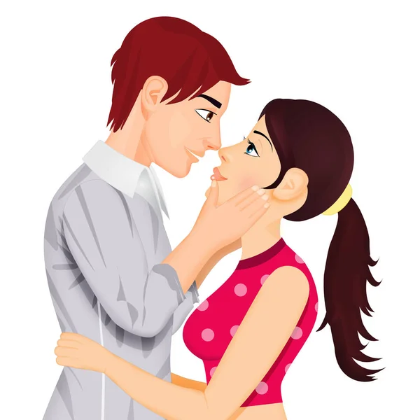 Illustration Boy Girl Kissing — Stock Photo, Image