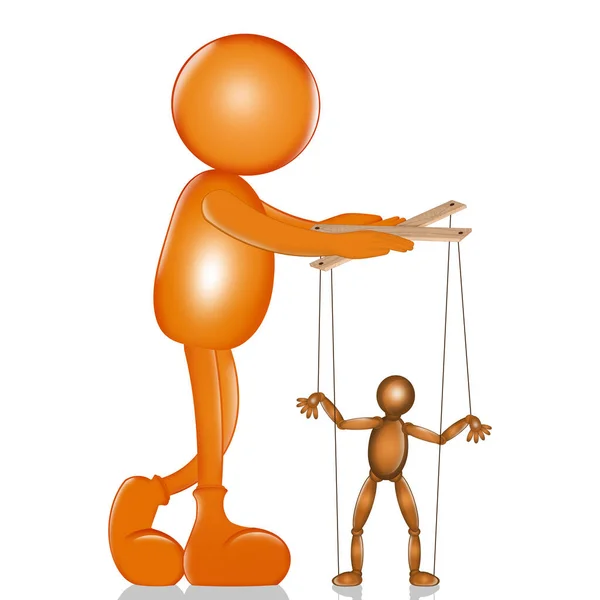 illustration of little man with puppet