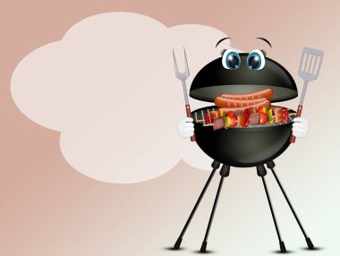 Barbeküdeki et şişleri.