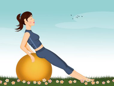 Pilates toplu esmer bir kız resmi.