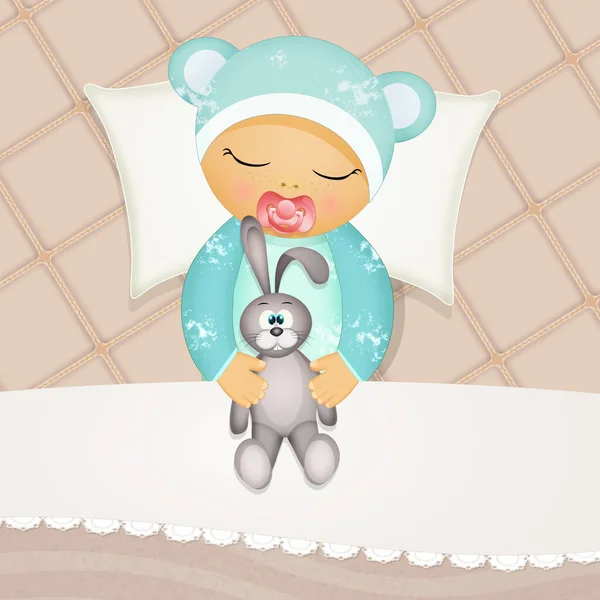 Illustration Baby Sleeps Cot — Stock Photo, Image