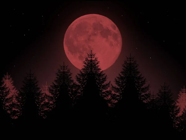 Vörös Hold Illusztrációja — Stock Fotó