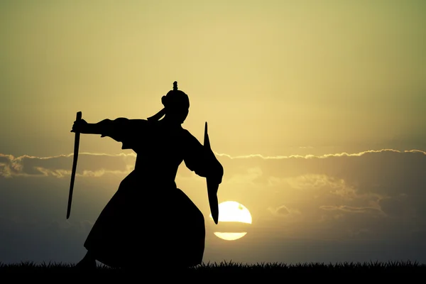 Samurai mit Schwert — Stockfoto