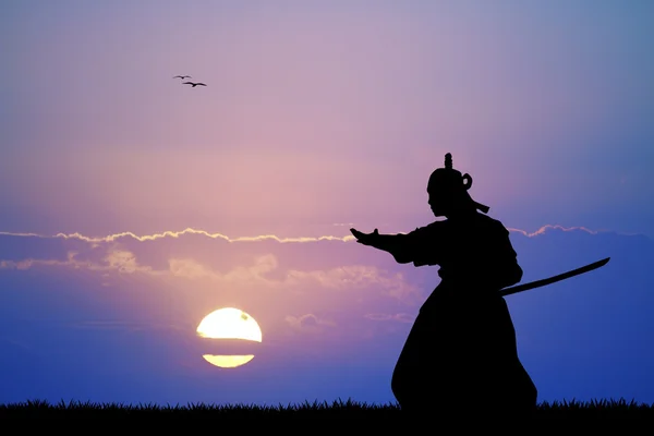 Samurai med svärd — Stockfoto