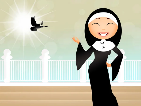 Nun cartoon — Stock Photo, Image