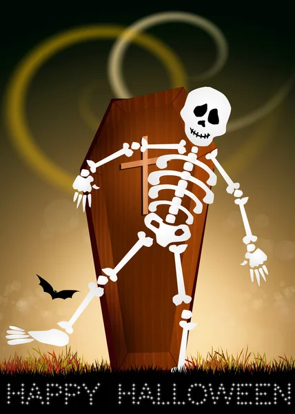 Скелет в гробу — стоковое фото