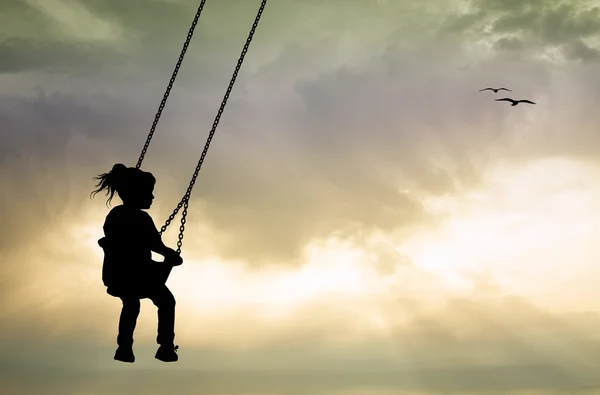 Girl on swing — Stock Photo, Image