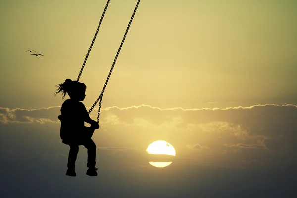 Girl on swing — Stock Photo, Image