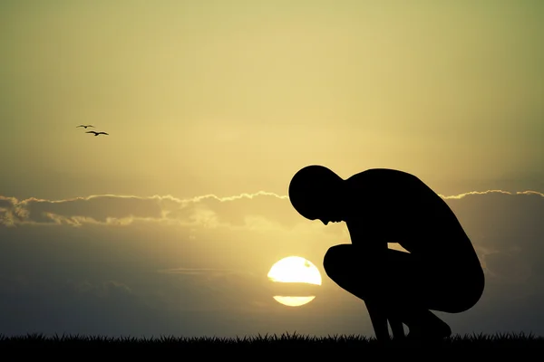 Meditáció a naplemente — Stock Fotó