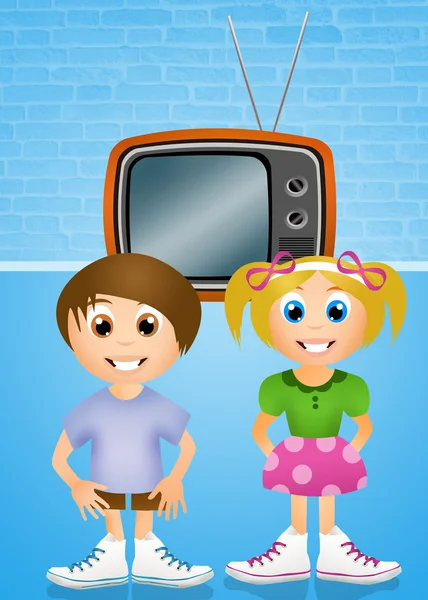 Children in front of the television — Stock Photo, Image