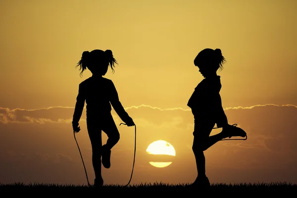 Meisjes met touw springen — Stockfoto