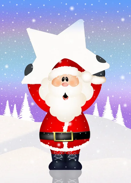 Weihnachtsmann mit Schneeflocke — Stockfoto