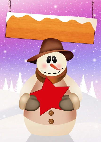 Snowman in winter — Stock Photo, Image