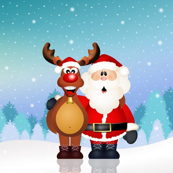 Santa Claus e renne — Foto Stock