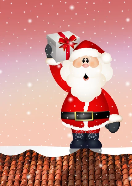 Santa Claus on roof — Stock Photo, Image