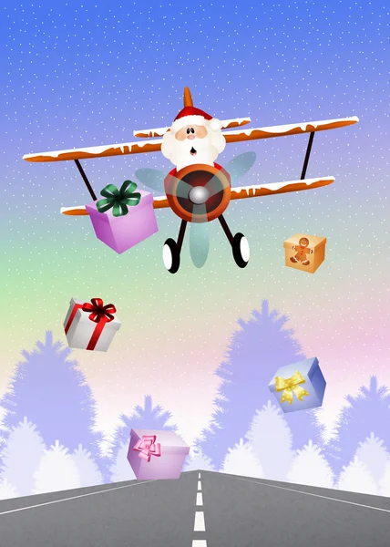 Papai Noel em avião — Fotografia de Stock