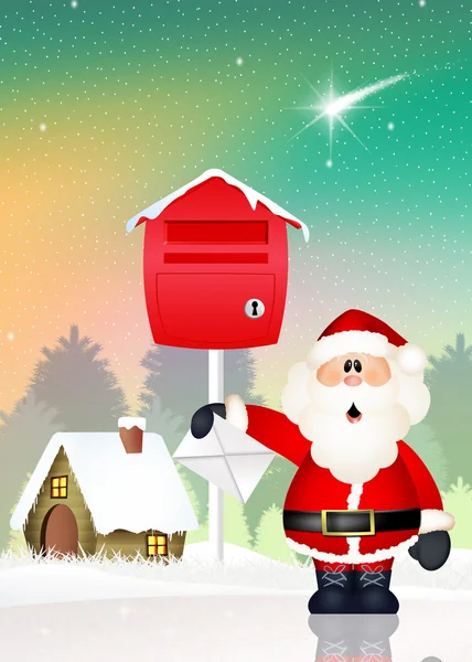 Santa Claus with wishlist — Stock Photo, Image