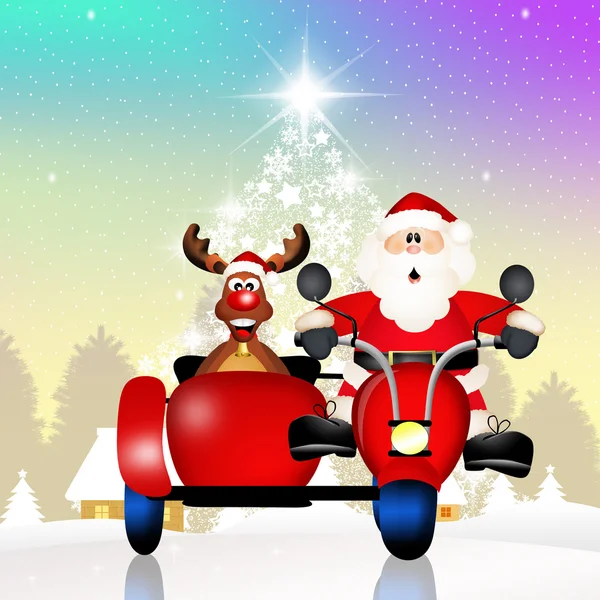 Babbo Natale sul sidecar — Foto Stock