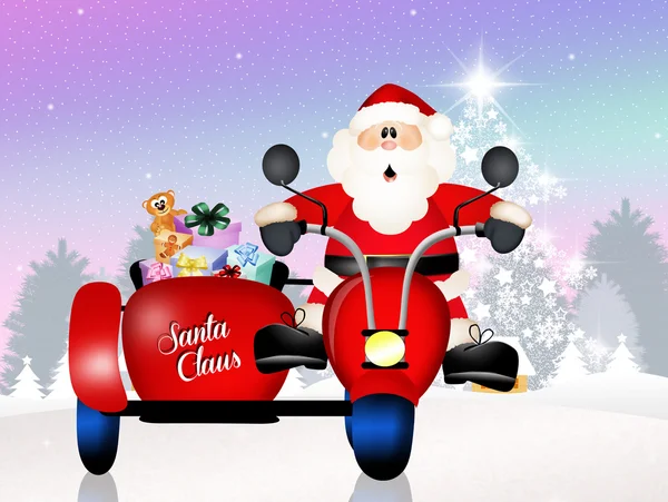 Papai Noel em sidecar — Fotografia de Stock