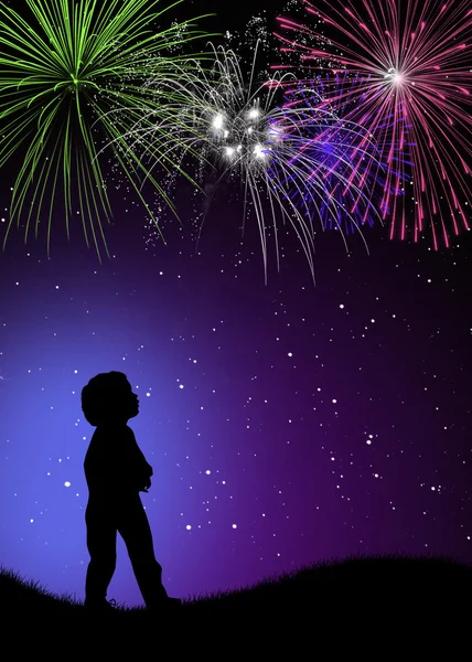People look the fireworks — Stock Photo, Image