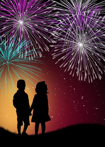 People look the fireworks — Stock Photo, Image