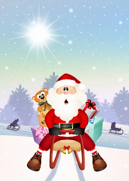 Santa Claus on sleigh — Stock Photo, Image