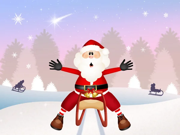 Santa Claus on sleigh — Stock Photo, Image