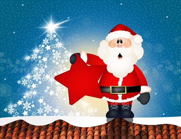 Santa Claus na střeše — Stock fotografie