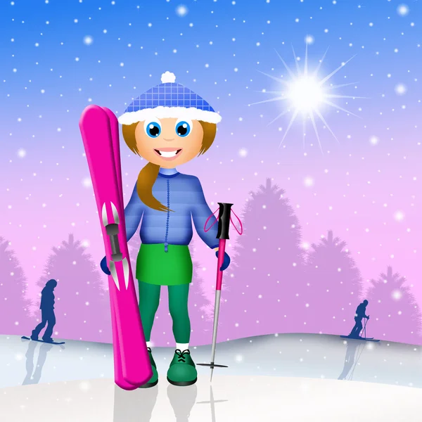 Esquiador infantil — Fotografia de Stock