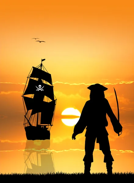 海盗在日落时 — 图库照片