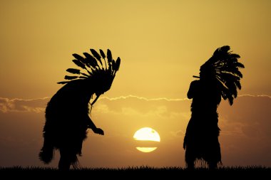 Indian at sunset clipart