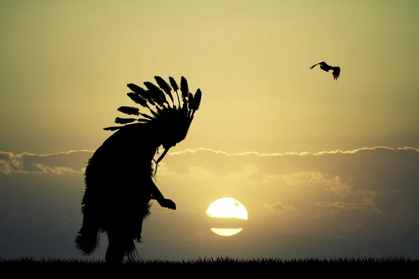 Índio ao pôr do sol — Fotografia de Stock