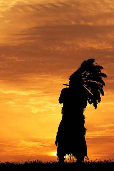 Indian at sunset — Stock Photo, Image