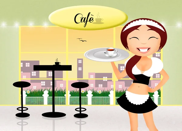 Girl serving cafe — Stock Photo, Image