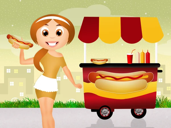 Hot dog cart — Stock Photo, Image