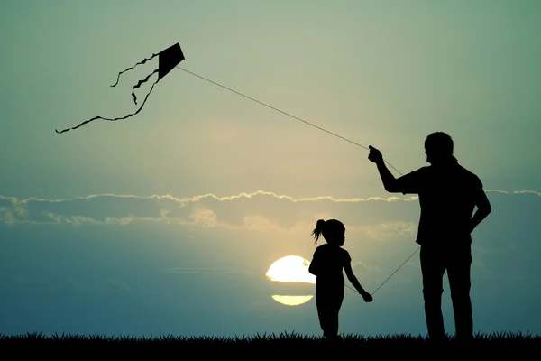 Padre e hijo con cometa — Foto de Stock