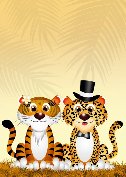 Tiger und Leopard verliebt — Stockfoto