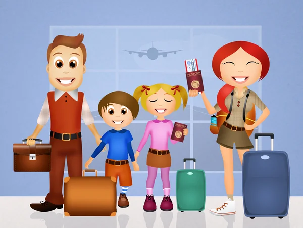 Family takes the aircraft — Stock Photo, Image
