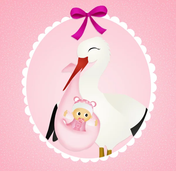 Stork with baby — Stock Photo, Image