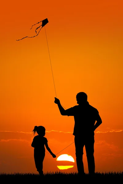 Père et fils avec cerf-volant — Photo