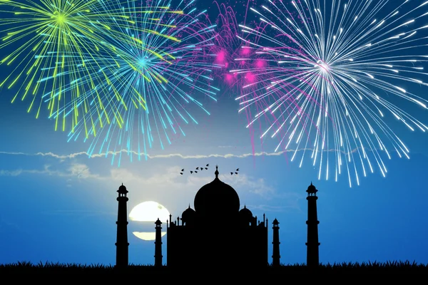 Feux d'artifice dans le Taj Mahal — Photo